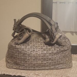 Elegant Studded Gray Shoulder Bag